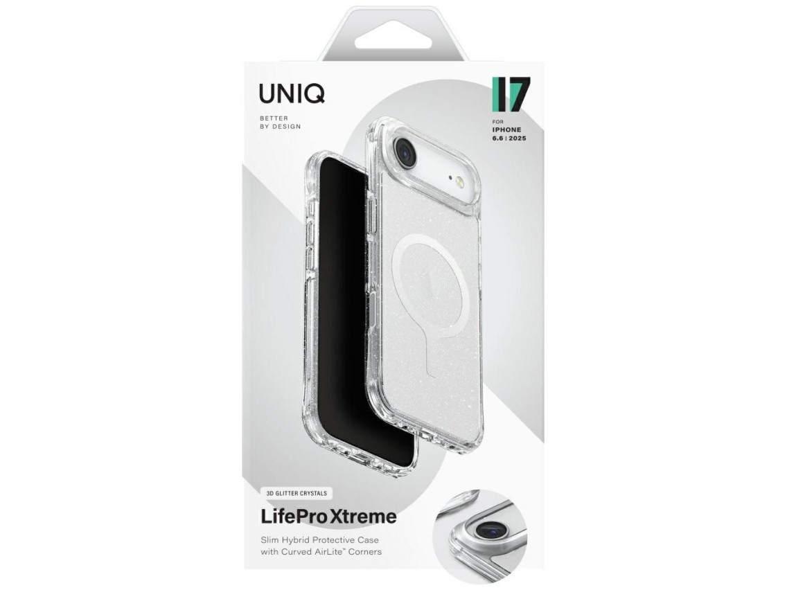 Uniq LifePro Xtreme Magclick Charging Case for iPhone 17 Air - Transparent-Glitter