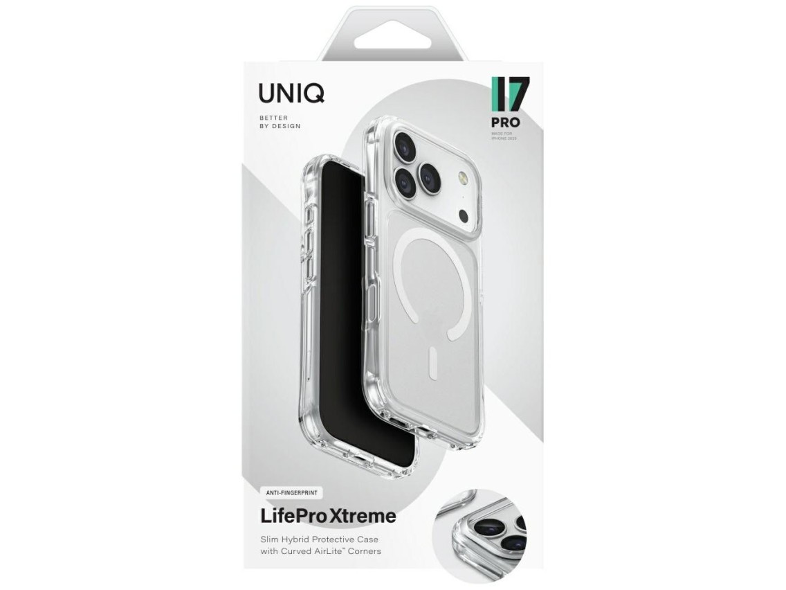 Capa de carregamento Uniq LifePro Xtreme Magclick para iPhone 17 Pro - Transparente com Glitter