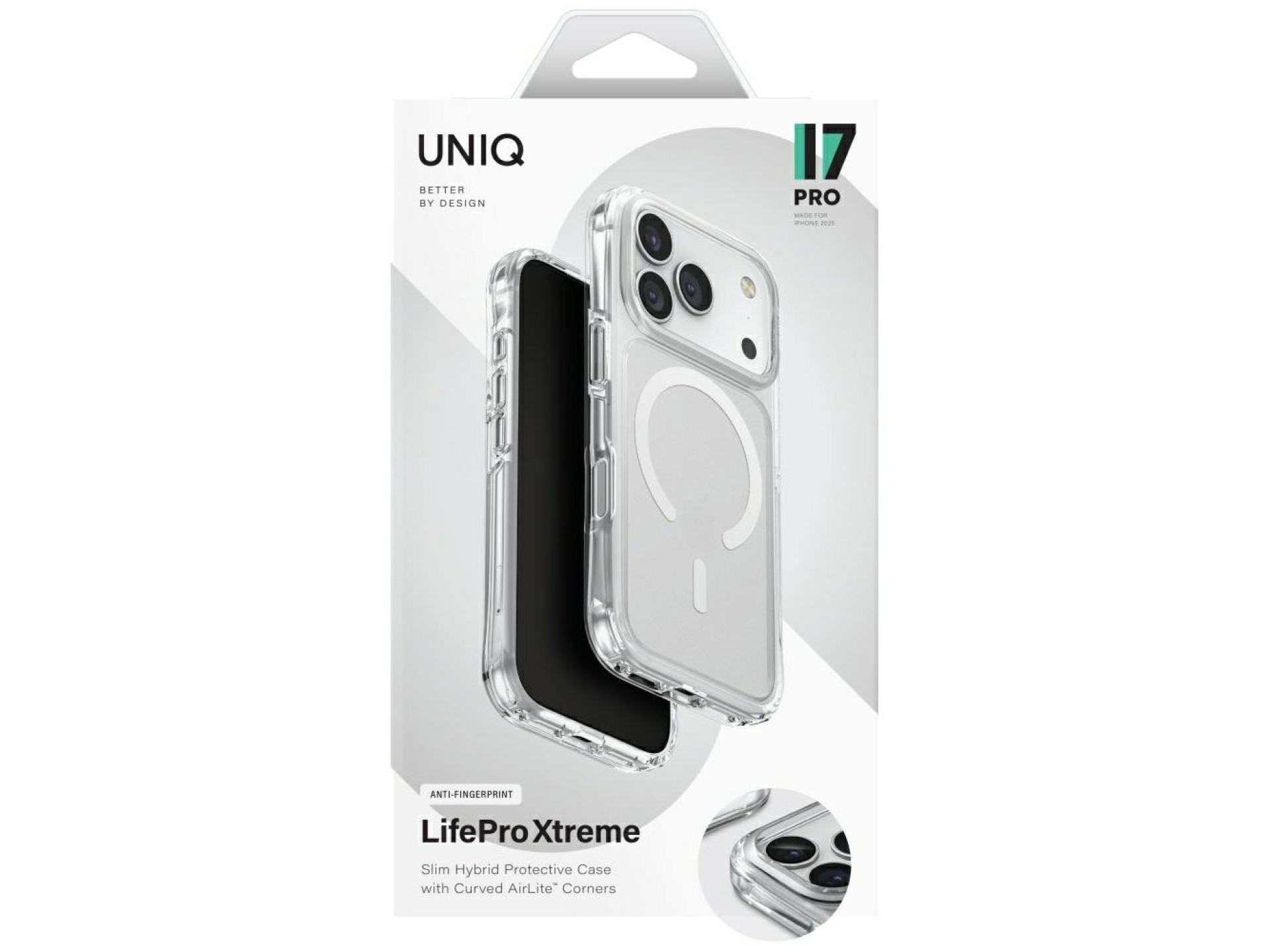 Capa de carregamento Uniq LifePro Xtreme Magclick para iPhone 17 Pro - Transparente com Glitter
