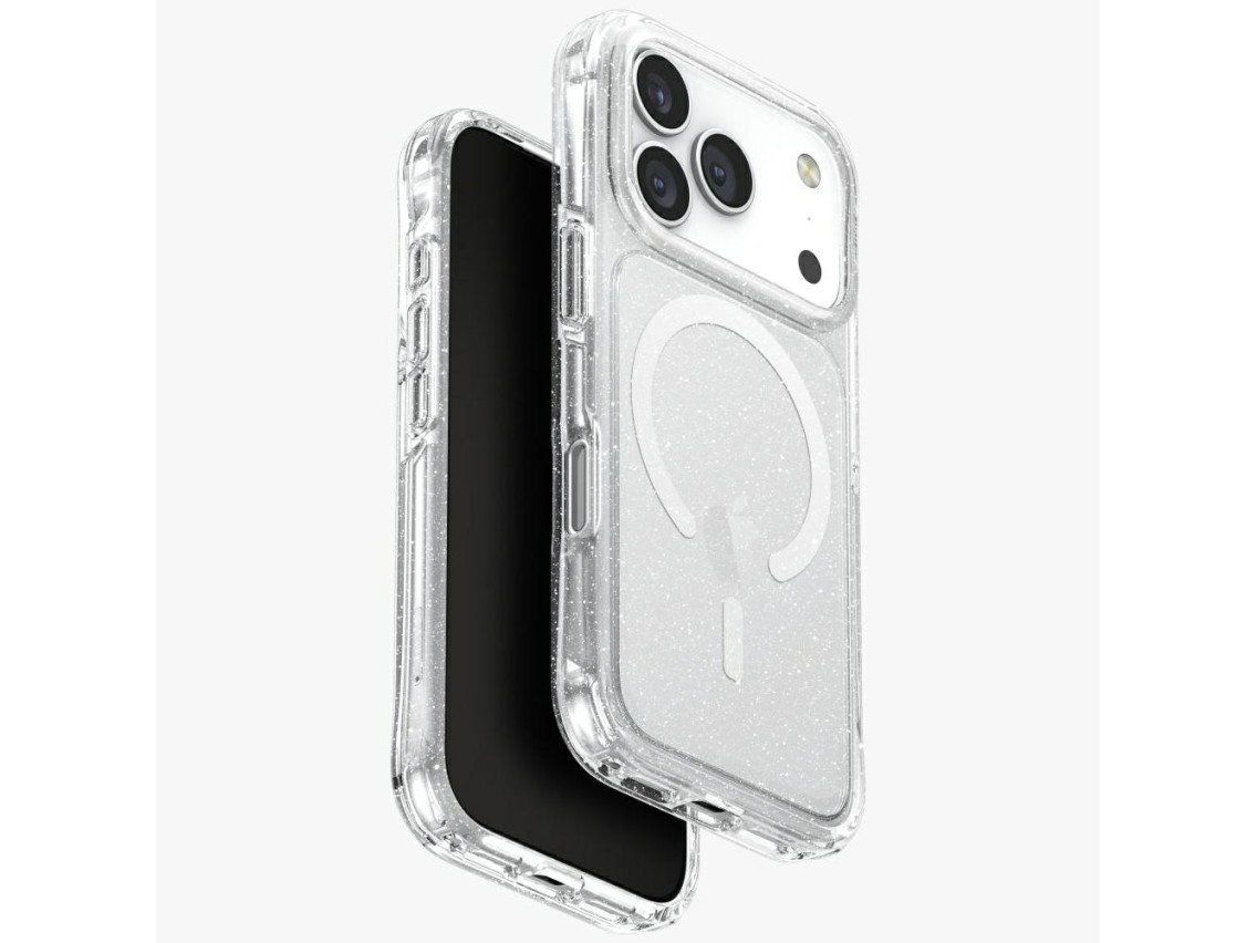 Funda de carga Uniq LifePro Xtreme Magclick para iPhone 17 Pro - Transparente con purpurina