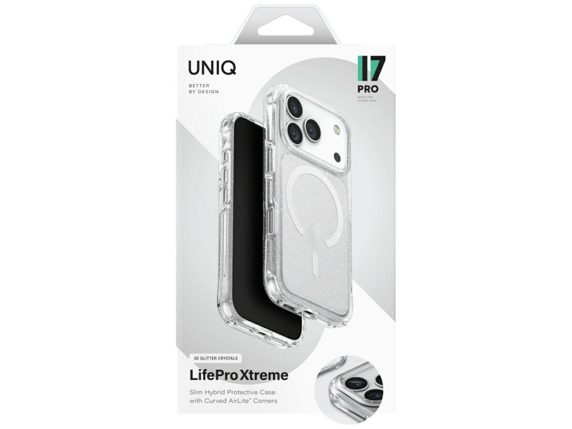 Uniq LifePro Xtreme Magclick Charging Case for iPhone 17 Pro - Clear-Glitter