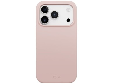 Funda con carga Magclick de Uniq Lino para iPhone 17 Pro - Rosa