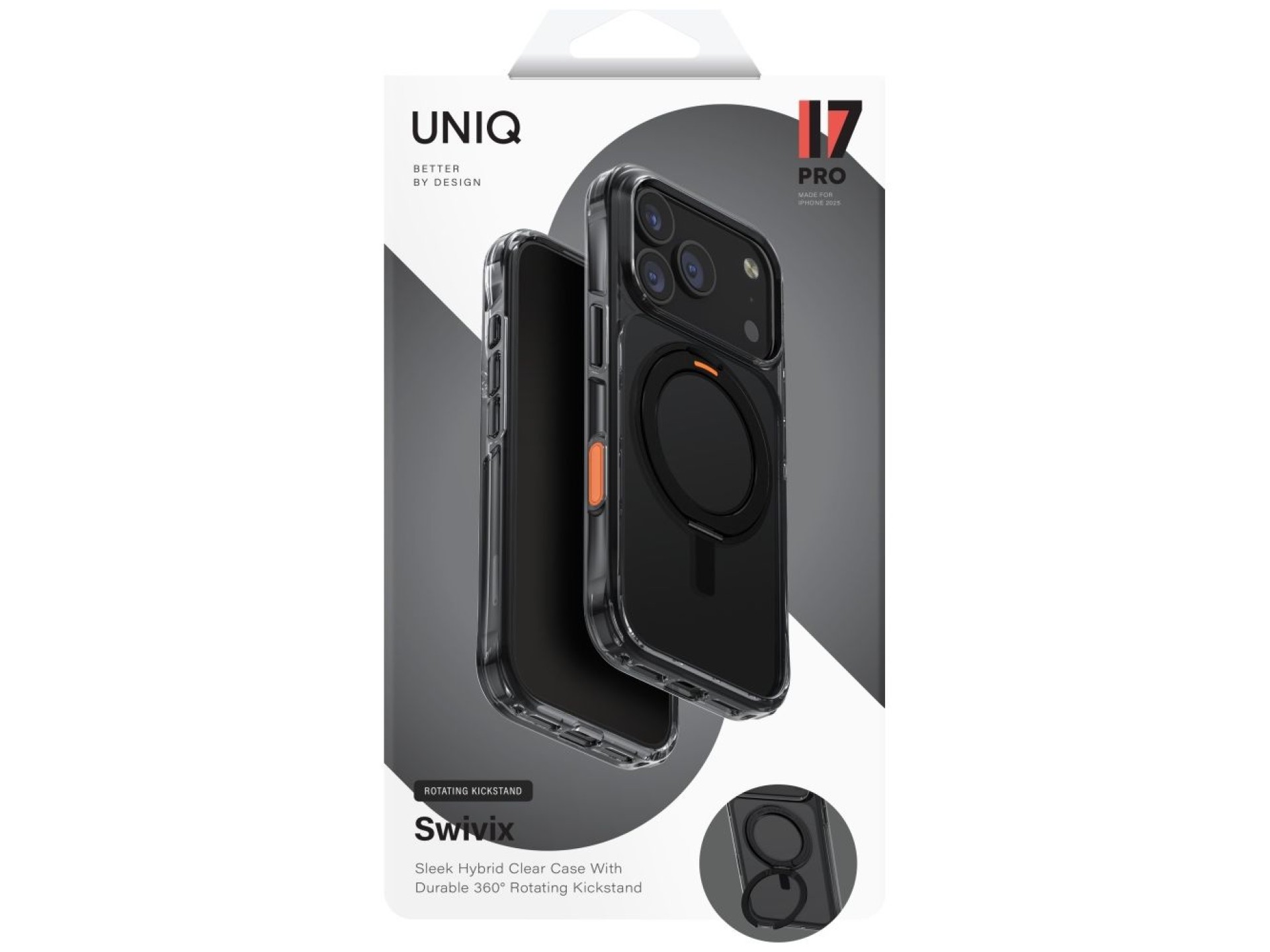 Uniq Swivix Rotating Kickstand 360 Case for iPhone 17 Pro - Black