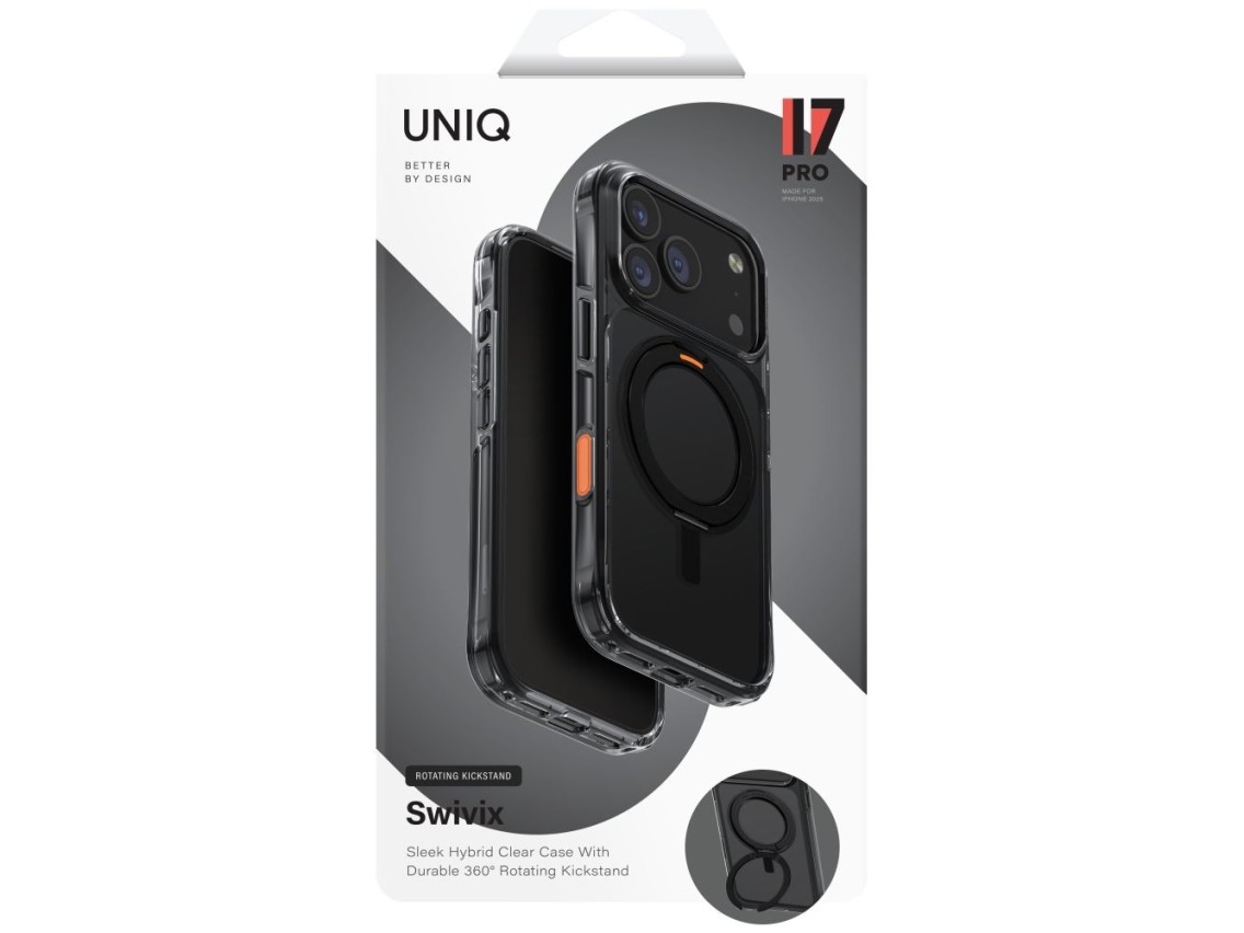 Uniq Swivix Rotating Kickstand 360 Case for iPhone 17 Pro - Black