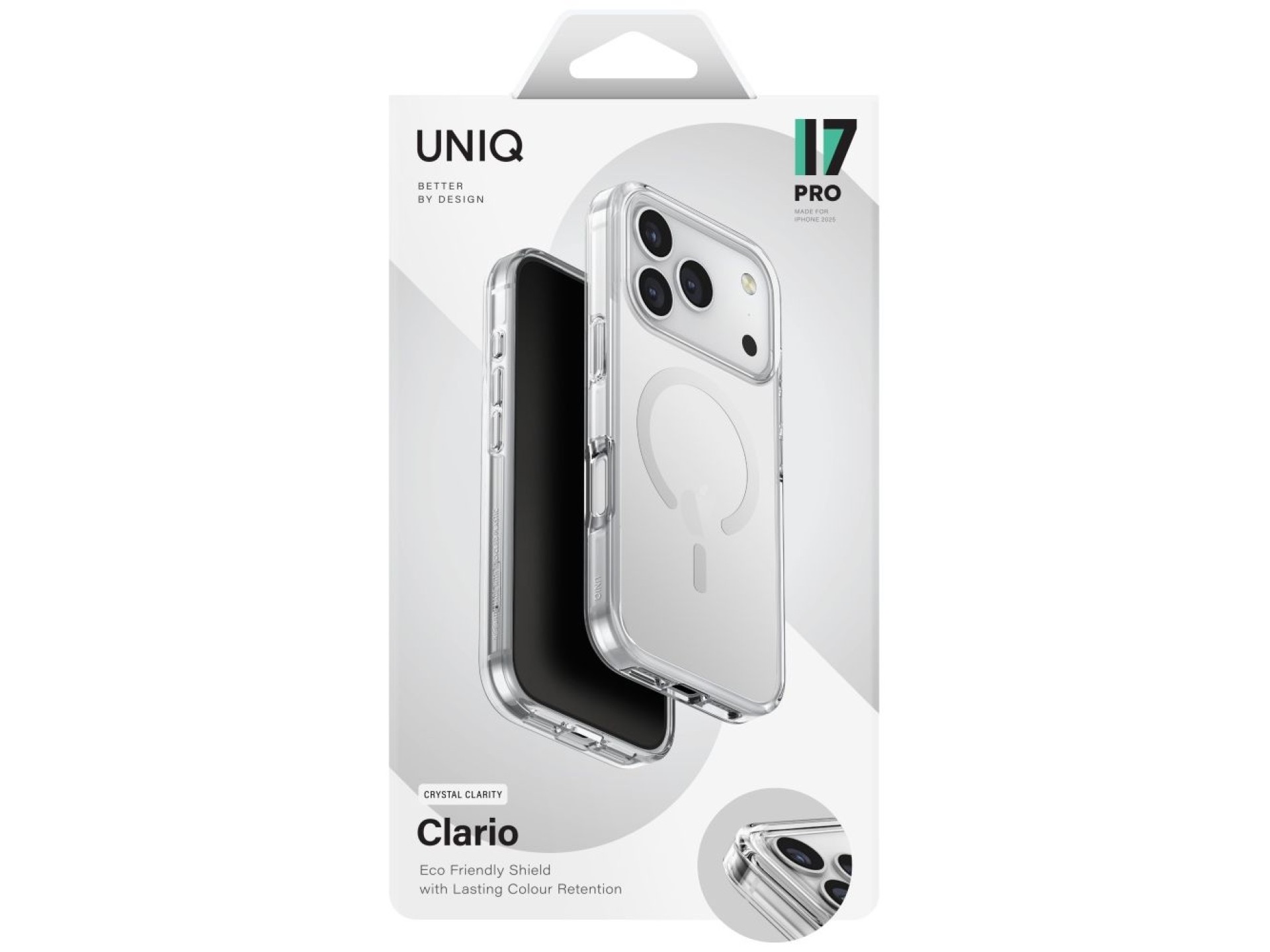 Capa de carregamento Uniq Clario Magclick para iPhone 17 Pro - Transparente