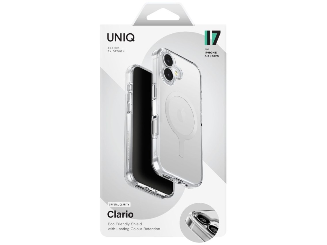 Capa de carregamento Uniq Clario Magclick para iPhone 17 - Transparente