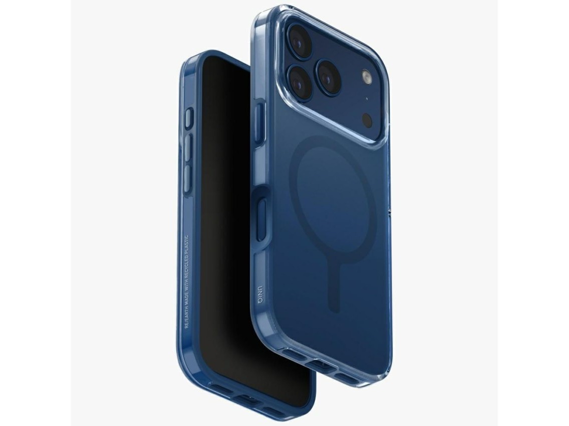 Capa de carregamento Uniq Clario Magclick para iPhone 17 Pro - Azul