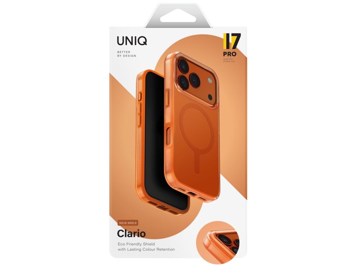 Funda de carga Uniq Clario Magclick para iPhone 17 Pro - Naranja