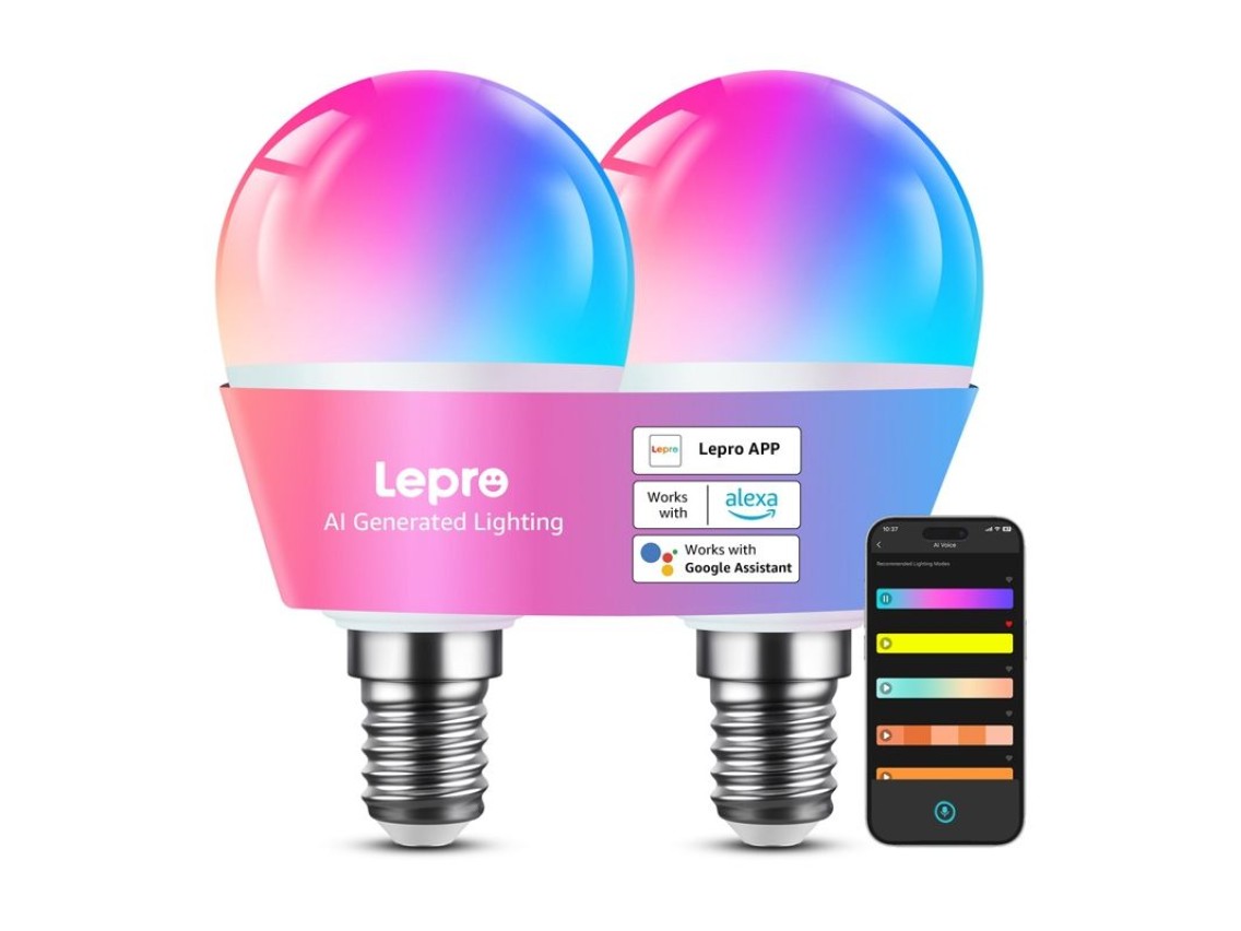 Bombilla LED LEPRO BP1-2 E14 con Bluetooth y Wi-Fi, 470 lm, paquete de 2