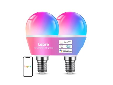 LEPRO BP1-2 E14 LED Bulb with Bluetooth and Wi-Fi, 470 lm, 2-pack