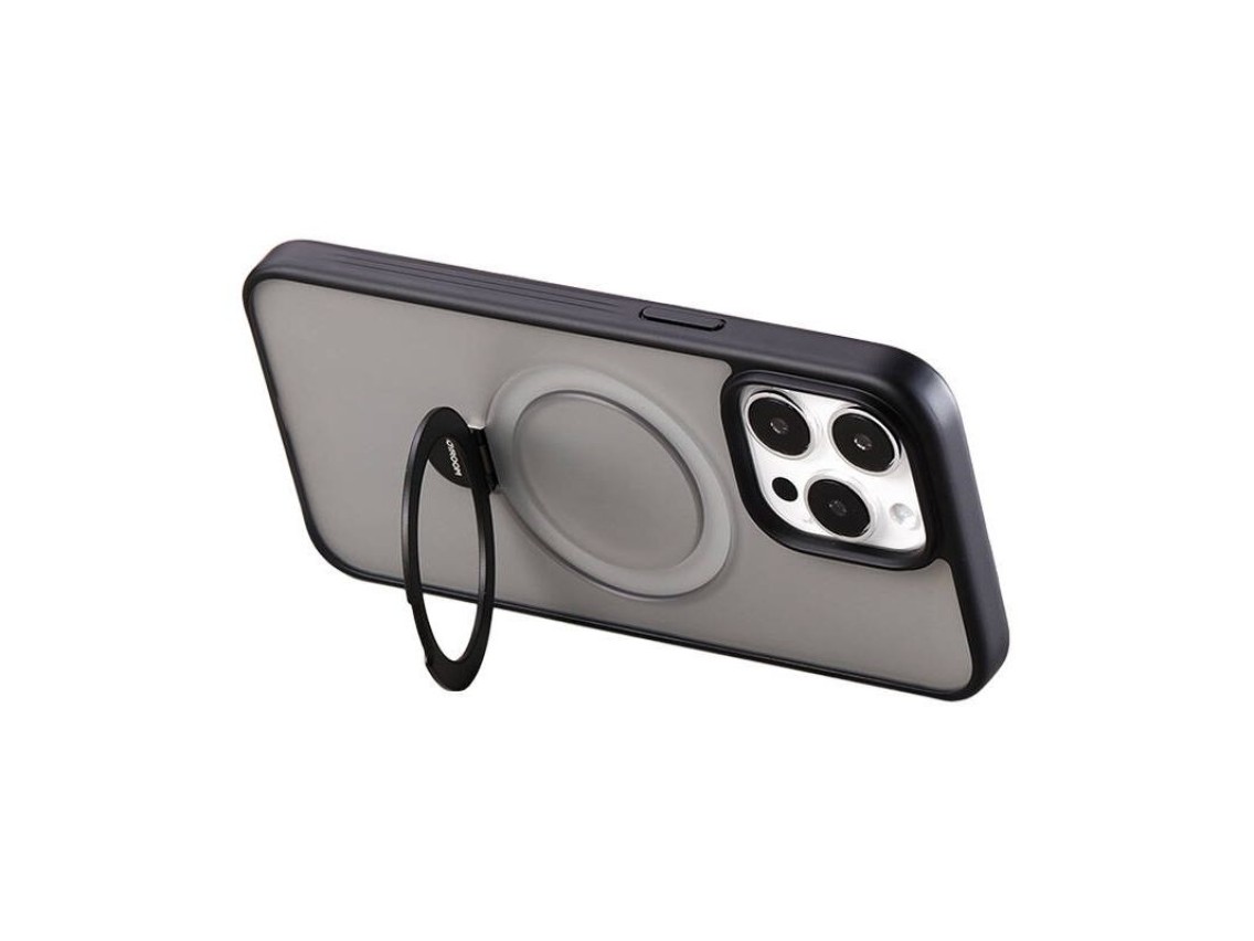 Capa protetora magnética para celular com suporte Joyroom JR-BP004 para iPhone 15 Pro (preta)