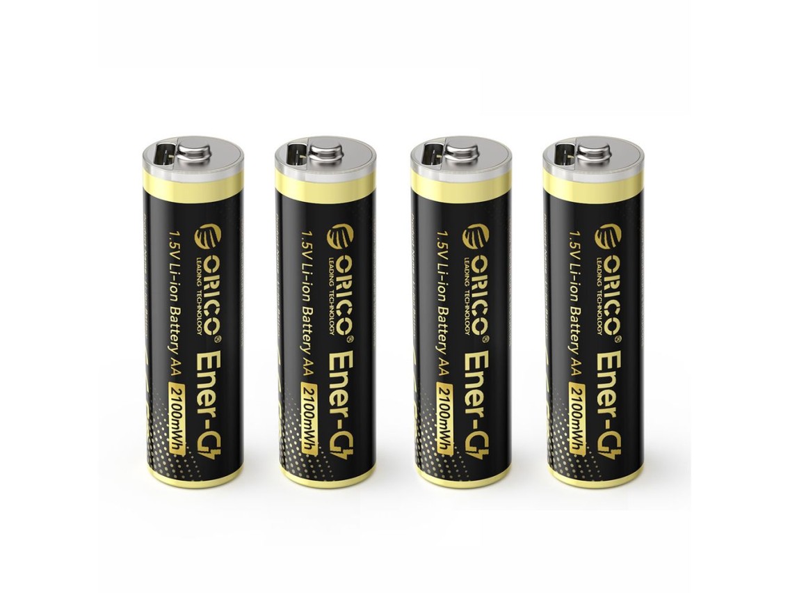 Bateria de lítio Orico Ener-G EG5C 1,5V 2100mWh AA recarregável via USB-C com cabo de carregamento (