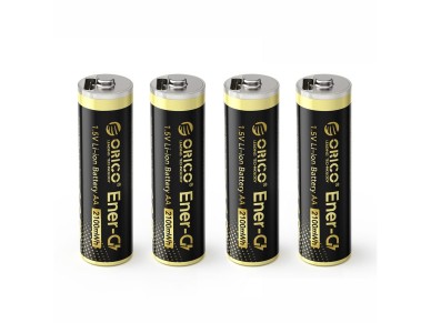 Bateria de l�tio Orico Ener-G EG5C 1,5V 2100mWh AA recarreg�vel via USB-C, pacote com 4 unidades.