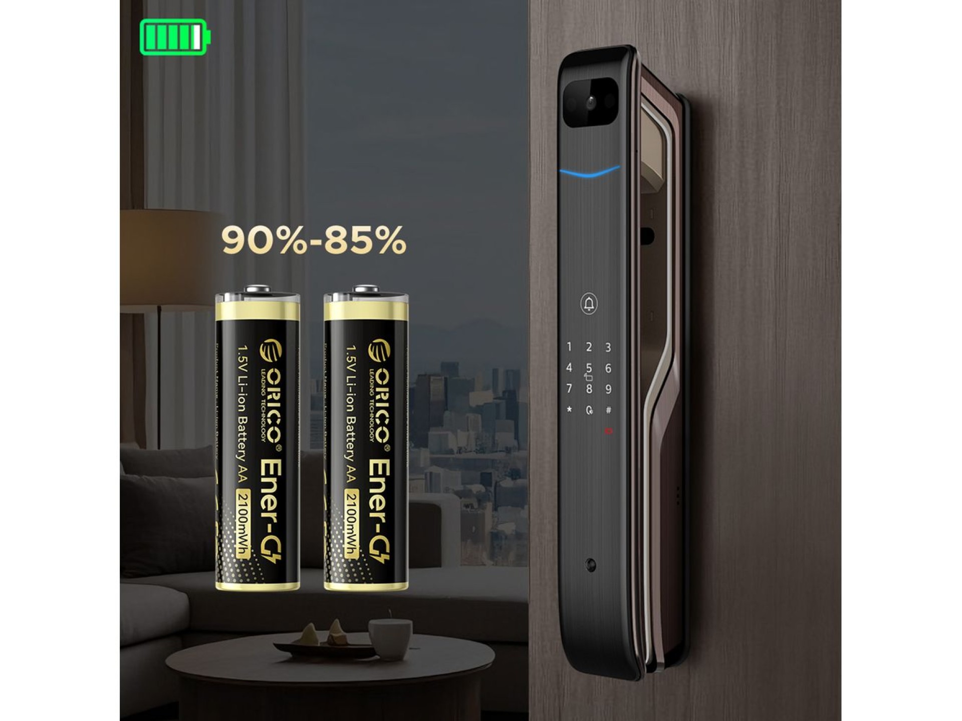 Bateria de lítio Orico Ener-G EG5C 1,5V 2100mWh AA recarregável via USB-C com cabo de carregamento (