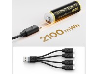 Bateria de lítio Orico Ener-G EG5C 1,5V 2100mWh AA recarregável via USB-C com cabo de carregamento ( Bateria de lítio Orico Ener-G EG5C 1,5V 2100mWh AA recarregável via USB-C com cabo de carregamento (