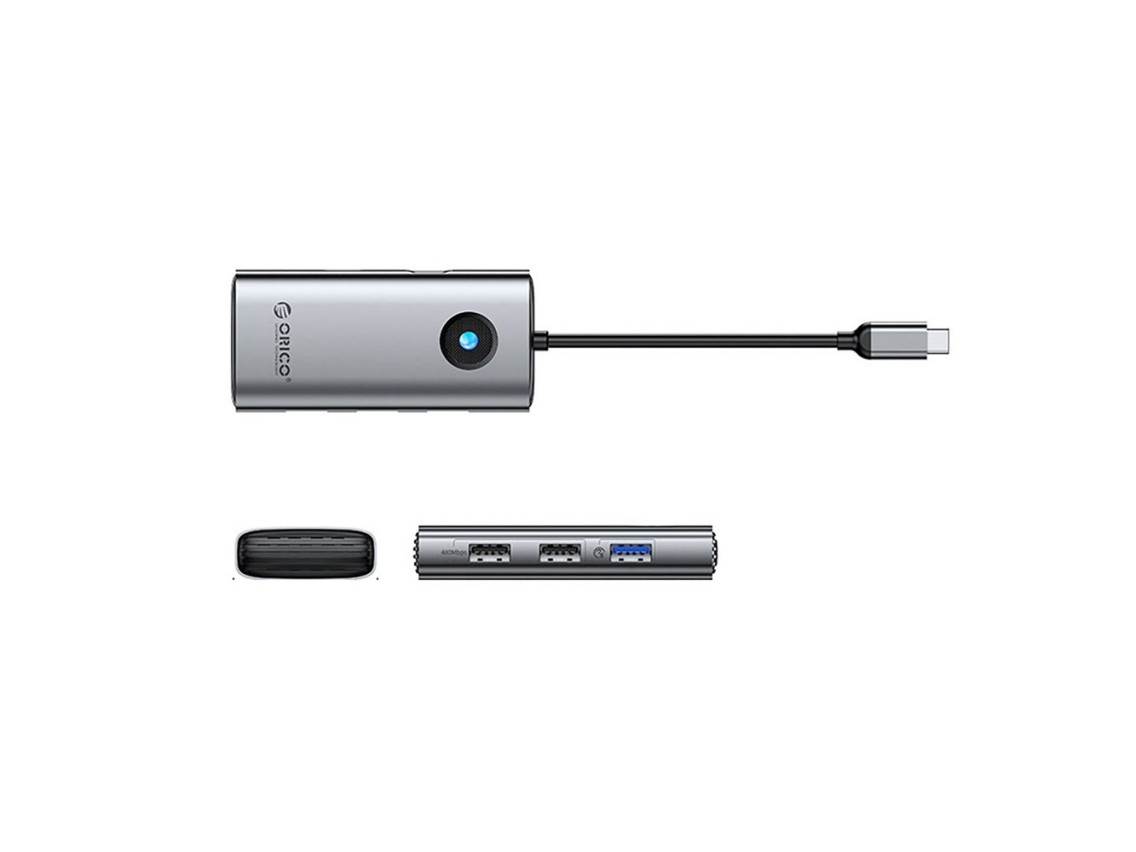 Orico PW11-5P USB-C Hub Docking Station 1x USB-A 3.0 + 2x USB-A 2.0 + 1x USB-C PD + 1x HDMI - Gray