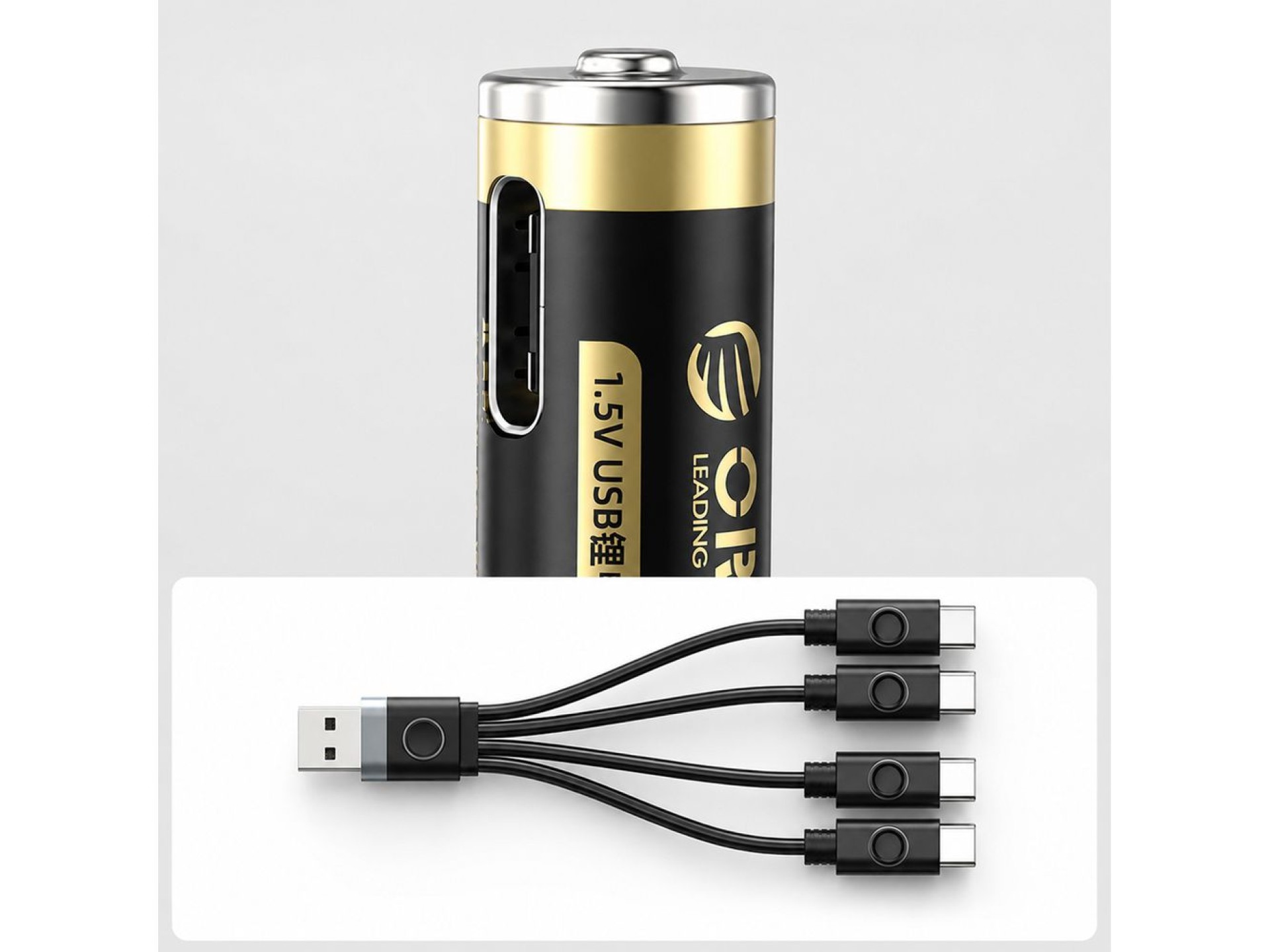 Bateria de lítio Orico Ener-G EG7C 1,5V 500mWh AAA recarregável via USB-C com cabo de carregamento (