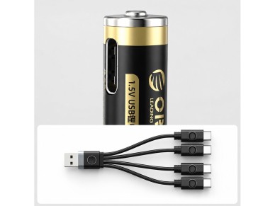 Bateria de l�tio Orico Ener-G EG7C 1,5V 500mWh AAA recarreg�vel via USB-C com cabo de carregamento (