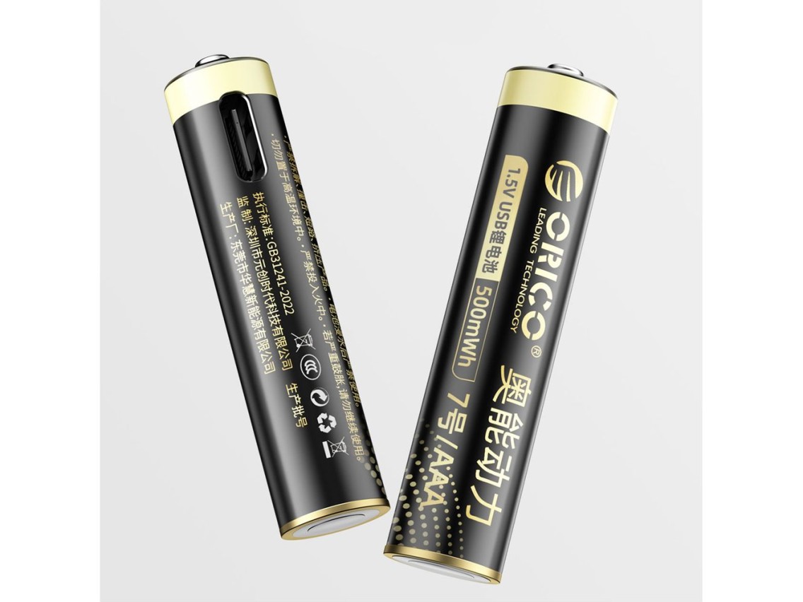 Bateria de lítio Orico Ener-G EG7C 1,5V 500mWh AAA recarregável via USB-C com cabo de carregamento (