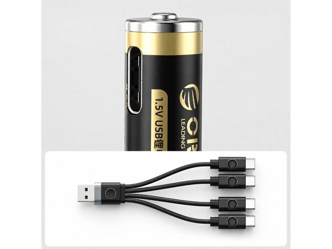 Bateria de lítio Orico Ener-G EG7C 1,5V 500mWh AAA recarregável via USB-C com cabo de carregamento (