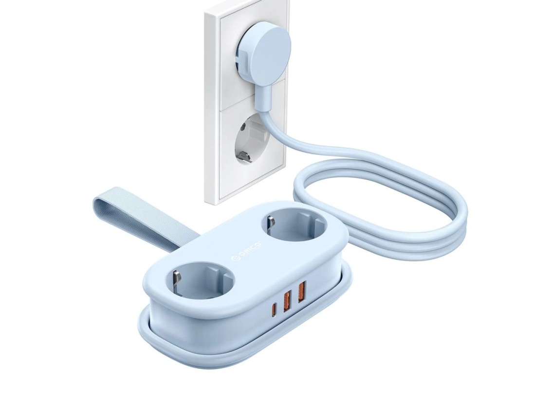 Regleta de alimentación Orico AP3 de 20 W GaN 5 en 1: 2 puertos CA + 2 puertos USB-A + 1 puerto USB-