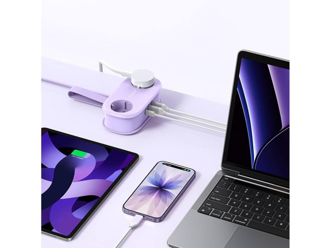Orico AP3 20W GaN 5in1 Power Strip 2x AC + 2x USB-A + 1x USB-C - Purple