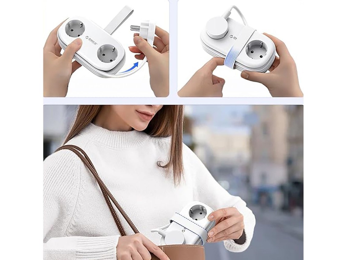 Orico APP 15.5W 5in1 Power Strip 2x AC + 2x USB-A + 1x USB-C - White
