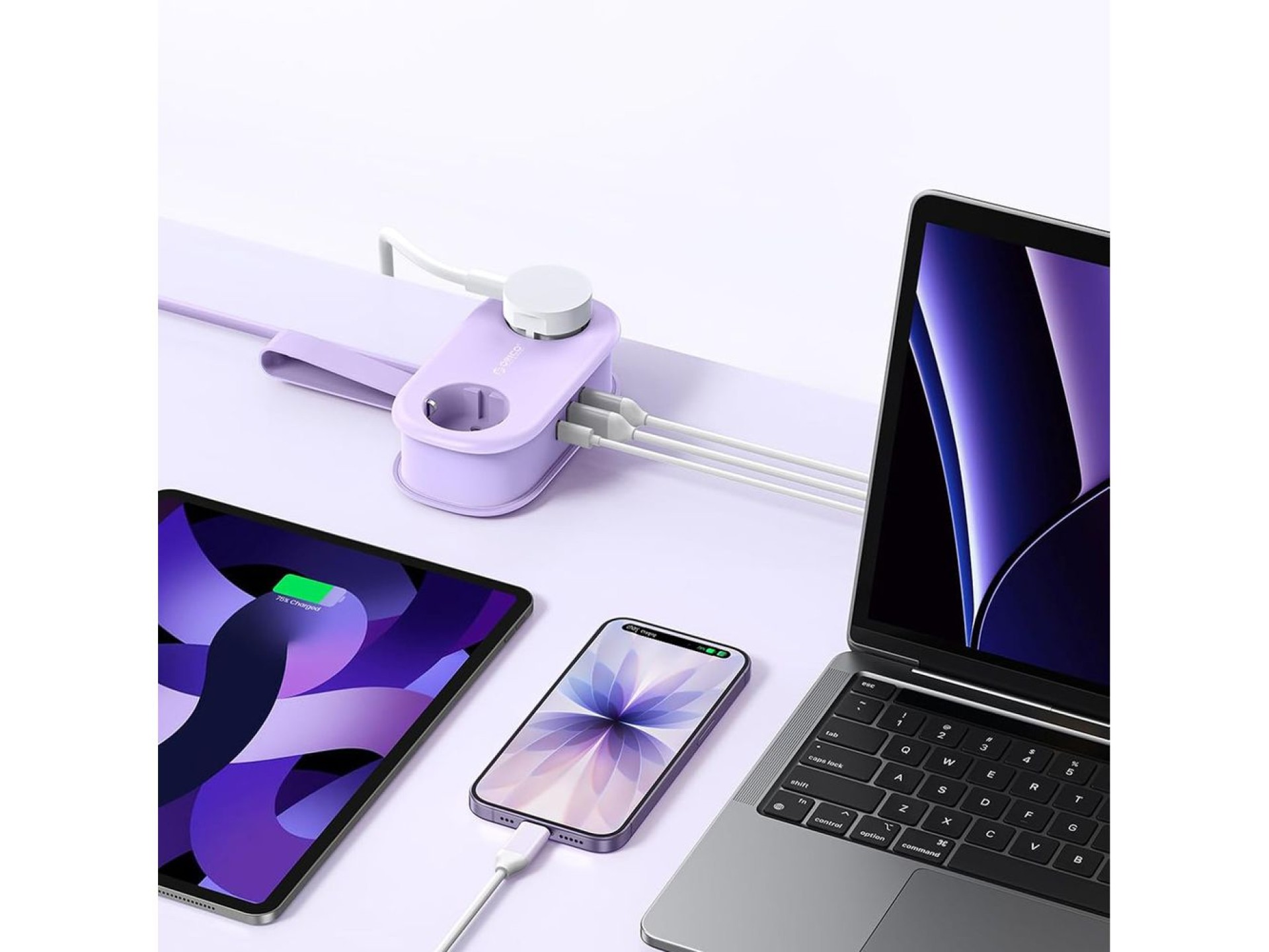 Orico AP3 20W GaN 5in1 Power Strip 2x AC + 2x USB-A + 1x USB-C - Purple