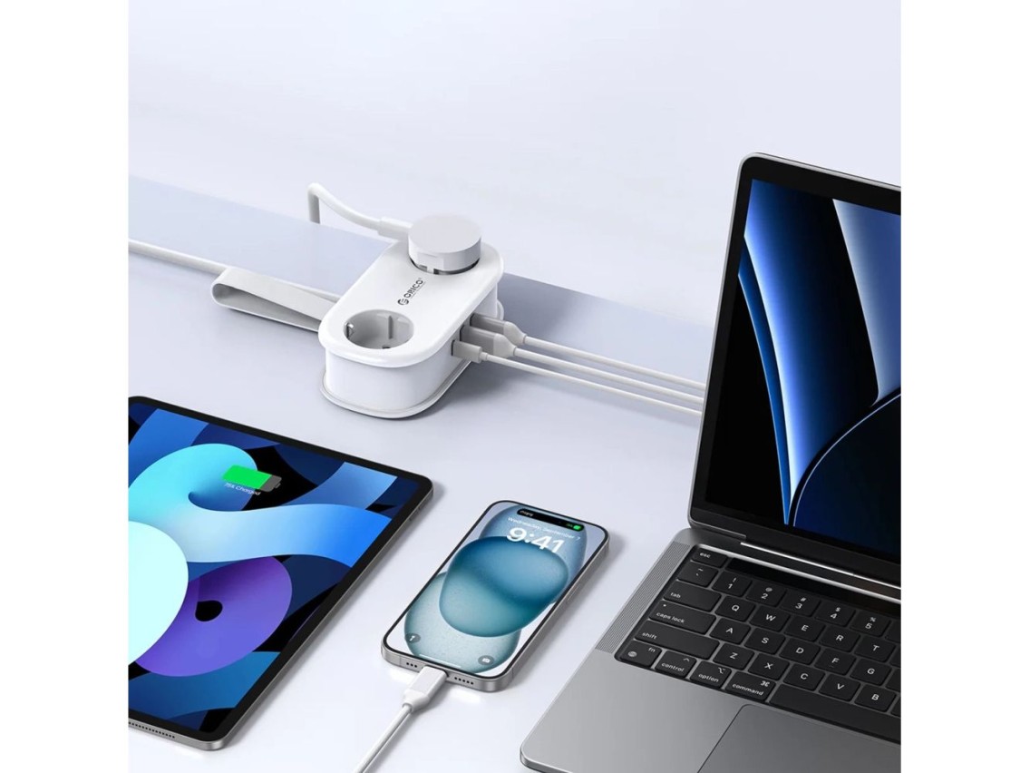 Orico APP 15.5W 5in1 Power Strip 2x AC + 2x USB-A + 1x USB-C - White