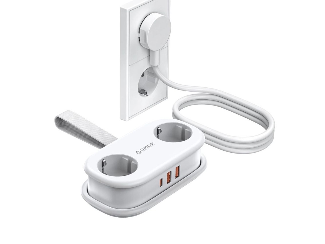 Orico APP 15.5W 5in1 Power Strip 2x AC + 2x USB-A + 1x USB-C - White