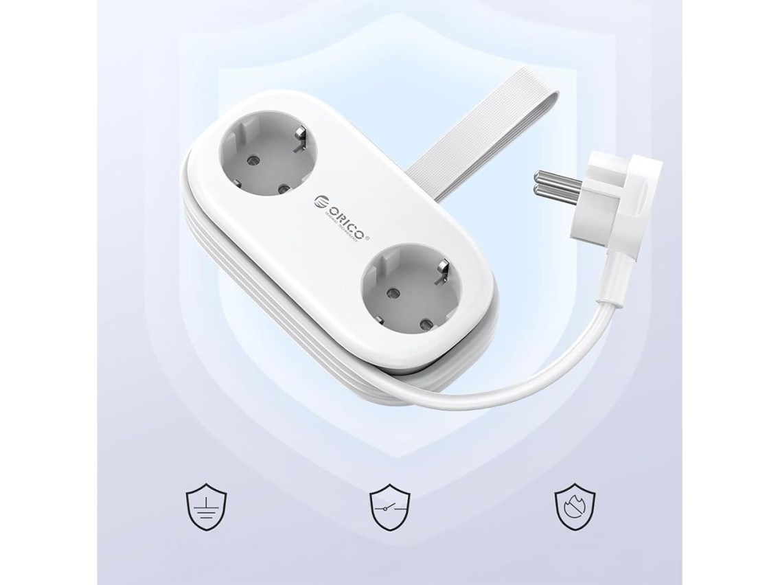 Orico APP 15.5W 5in1 Power Strip 2x AC + 2x USB-A + 1x USB-C - White