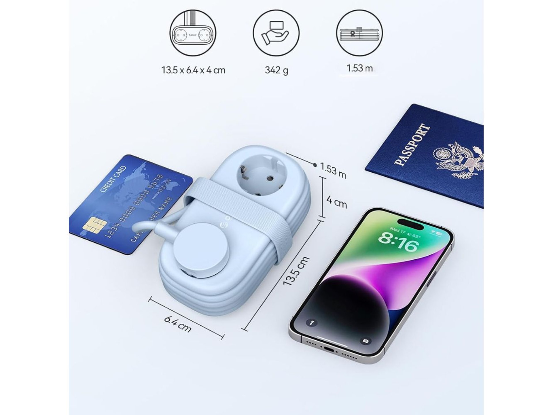 Regleta de alimentación Orico AP3 de 65 W GaN 6 en 1: 2 puertos CA + 2 puertos USB-A + 2 puertos USB