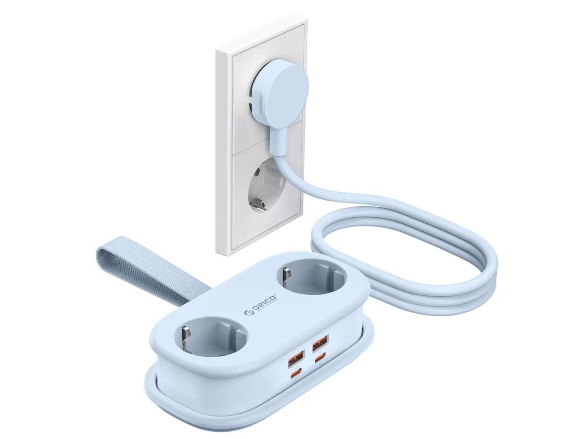 Regleta de alimentación Orico AP3 de 65 W GaN 6 en 1: 2 puertos CA + 2 puertos USB-A + 2 puertos USB