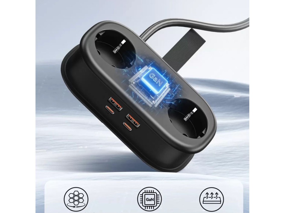 Regleta de alimentación Orico AP3 de 20 W GaN 5 en 1: 2 puertos CA + 2 puertos USB-A + 1 puerto USB-