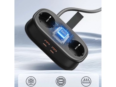 Orico AP3 20W GaN 5in1 Power Strip 2x AC + 2x USB-A + 1x USB-C - Black Orico AP3 20W GaN 5in1 Power Strip 2x AC + 2x USB-A + 1x USB-C - Black