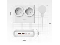 Régua de tomadas Orico PDC25 25W 6 em 1: 2x AC + 2x USB-A + 2x USB-C - Branca Régua de tomadas Orico PDC25 25W 6 em 1: 2x AC + 2x USB-A + 2x USB-C - Branca