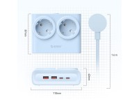 Regleta Orico PDC25 de 25 W 6 en 1: 2 puertos CA + 2 puertos USB-A + 2 puertos USB-C - Azul Regleta Orico PDC25 de 25 W 6 en 1: 2 puertos CA + 2 puertos USB-A + 2 puertos USB-C - Azul