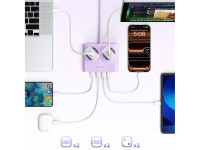 Régua de energia Orico PDC25 25W 6 em 1: 2 tomadas AC + 2 portas USB-A + 2 portas USB-C - Roxa Régua de energia Orico PDC25 25W 6 em 1: 2 tomadas AC + 2 portas USB-A + 2 portas USB-C - Roxa