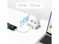 Régua de tomadas Orico PDC25 25W 6 em 1: 2x AC + 2x USB-A + 2x USB-C - Branca Régua de tomadas Orico PDC25 25W 6 em 1: 2x AC + 2x USB-A + 2x USB-C - Branca