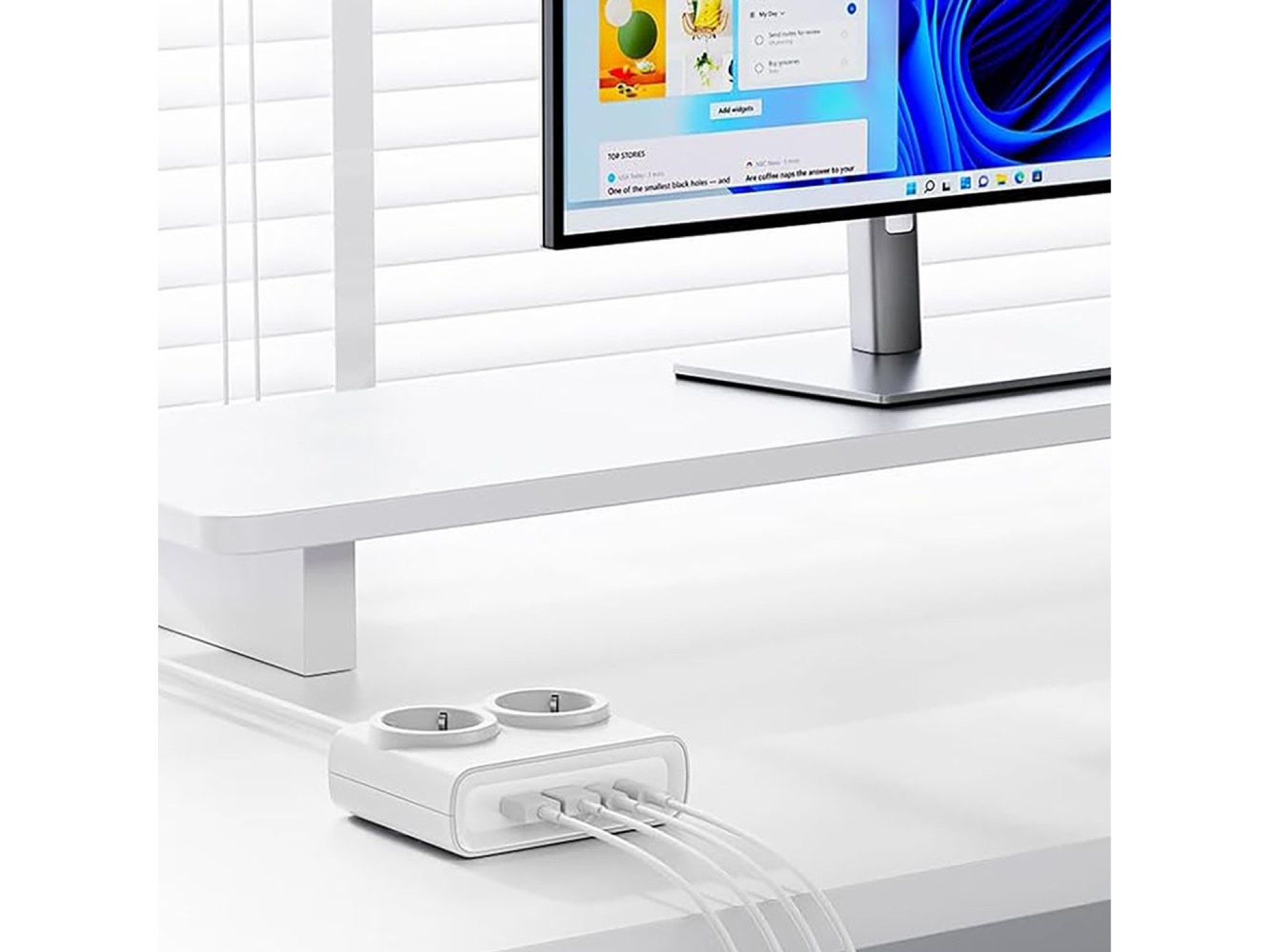 Régua de tomadas Orico PDC25 25W 6 em 1: 2x AC + 2x USB-A + 2x USB-C - Branca