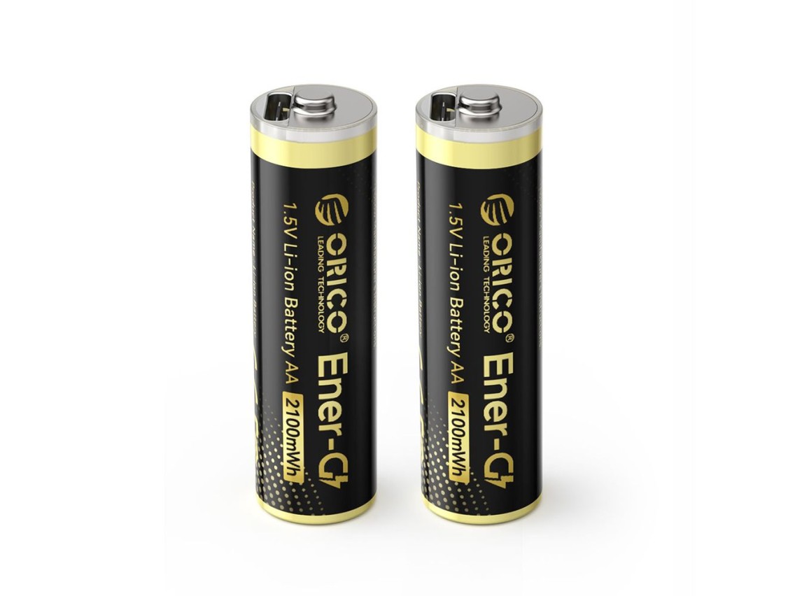 Orico Ener-G EG5C Lithium Battery 1.5V 2100mWh AA USB-C Rechargeable Battery with Charging Cable 2 p