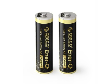 Bateria de l�tio Orico Ener-G EG5C 1,5V 2100mWh AA recarreg�vel via USB-C com cabo de carregamento (