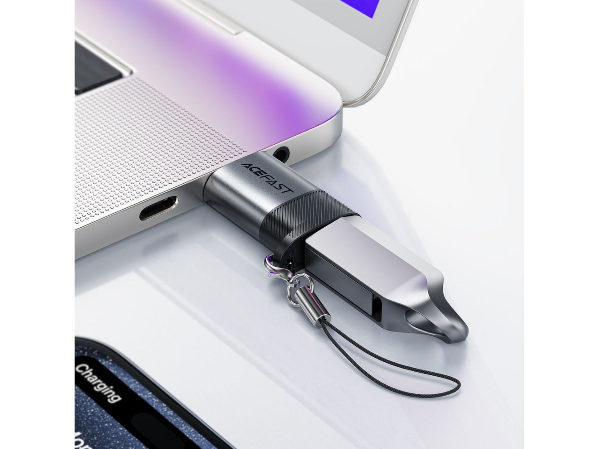 Acefast J8 USB-C - USB-A Adapter - Gray