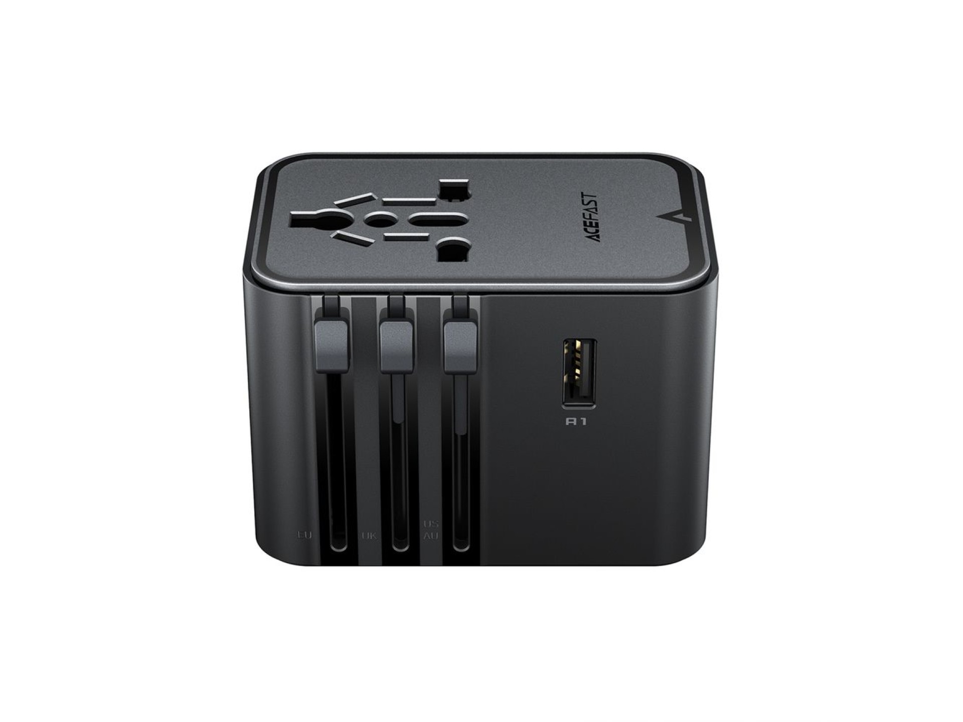 Adaptador de viagem Acefast Z8 GaN 45W com 3 portas USB-C + 2 portas USB-A e tomada CA de 2500W - Pr