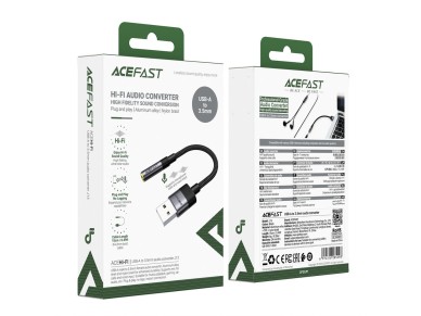 Acefast J13 USB-A to 3.5mm mini jack adapter - black