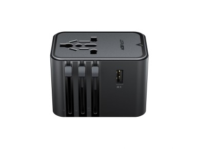 Adaptador de viagem Acefast Z8 GaN 45W com 3 portas USB-C + 2 portas USB-A e tomada CA de 2500W - Pr