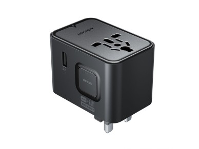 Adaptador de viagem Acefast Z8 GaN 45W com 3 portas USB-C + 2 portas USB-A e tomada CA de 2500W - Pr