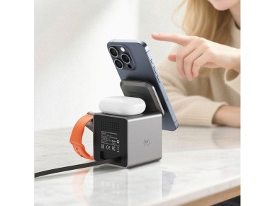 Acefast E34 22.5W 3-in-1 inductive charger with built-in cable for smartphone and smartwatch - gray Acefast E34 22.5W 3-in-1 inductive charger with built-in cable for smartphone and smartwatch - gray