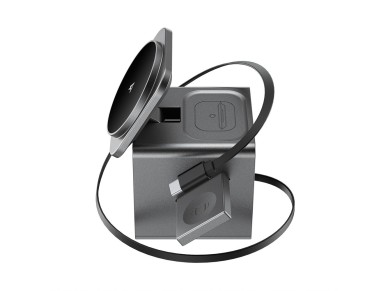 Acefast E34 22.5W 3-in-1 inductive charger with built-in cable for smartphone and smartwatch - gray Acefast E34 22.5W 3-in-1 inductive charger with built-in cable for smartphone and smartwatch - gray