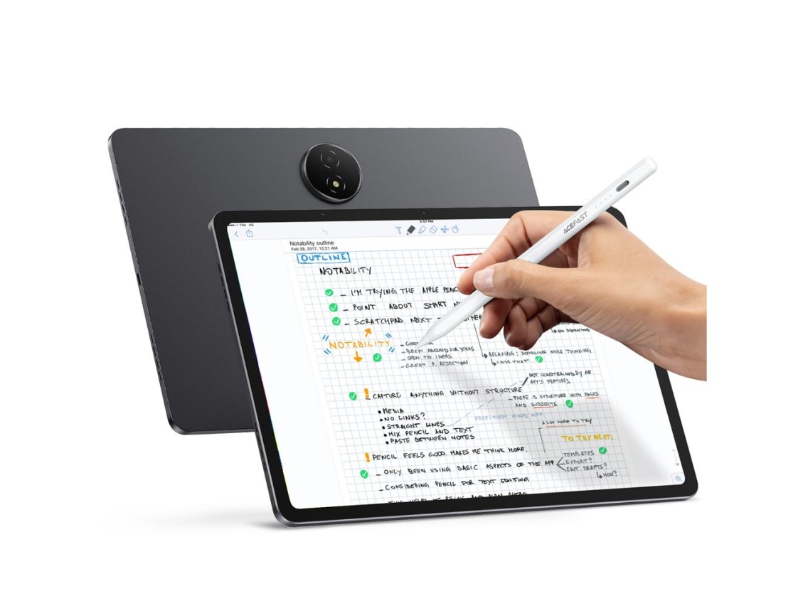 Lápiz óptico capacitivo universal Acefast V1 con 2 puntas intercambiables - Blanco